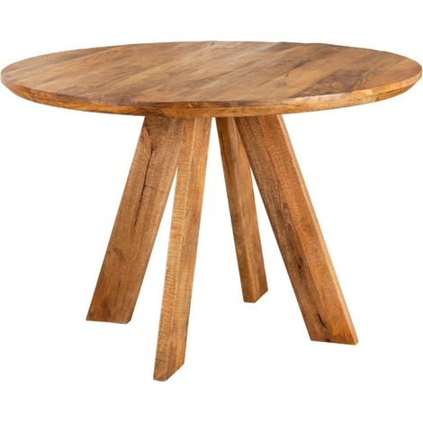 Mesa de comedor redonda ELYA de 100 cm en madera de mango maciza – 4 plazas (1/5)