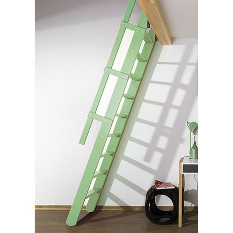 Klappbare Raumspartreppe: Breite 55cm - Einstiegshöhe 3m - Pastellgrün (RAL 6019) - MSP/R6019