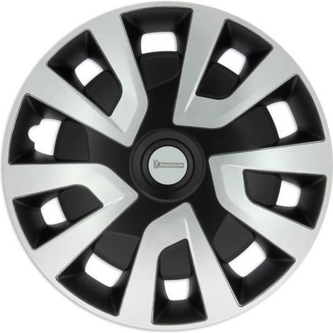Tapacubos MICHELIN lote de 4 15" especial utilitarios ABS bicolor NVS Night Vision Security acabado lacado de alto brillo con sistema de encaje por clips