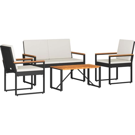 Maison Exclusive - Gartenmöbel Set 4 pcs Schwarz und Cremeweiß Po