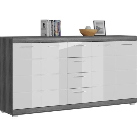 Scout Sideboard 4 Türen, 4 Schubladen grau.