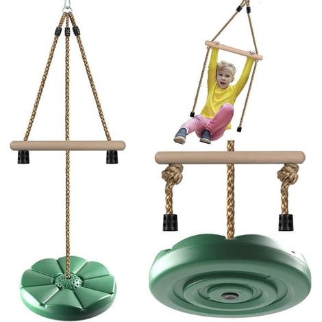 Balançoire ronde pour enfants, en corde résistante - Verte (1/5)