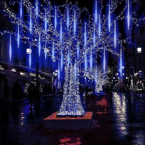 288 LED Meteorschauer Lichterkette Wasserdicht Weihnachten Meteor Eiszapfen Lichter, Blau