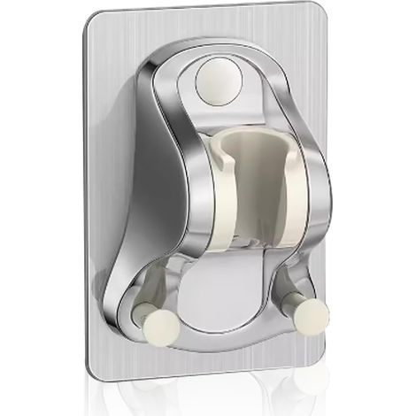 Ahlsen Selbstklebender, bohrfreier Duschkopfhalter, bohrfreier Duschkopfhalter, verstellbarer Duschhalter, Handbrause, Wandbrausehalter, super leistungsstark, wasserdicht, Chrom, Silber (1/4)