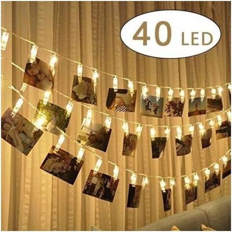 LED-Lichterkette (2er-Pack) – MC – 40 – 4 m – Batterien – Transparenter Clip – Für den Innen- und Außenbereich (1/4)