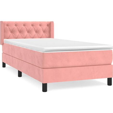 Maison Exclusive - Giroletto a Molle con Materasso Rosa 80x200 cm in Velluto (1/5)