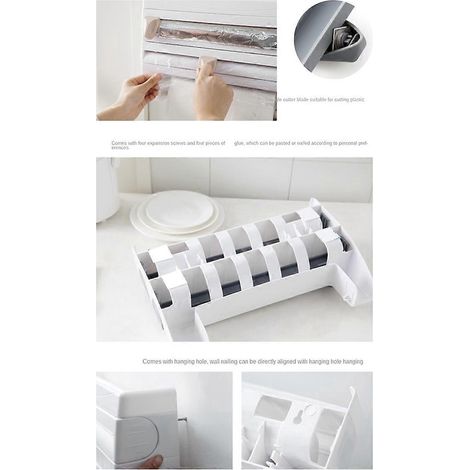 Support mural pour rouleau de papier d'emballage plastique, gris-- (1/5)