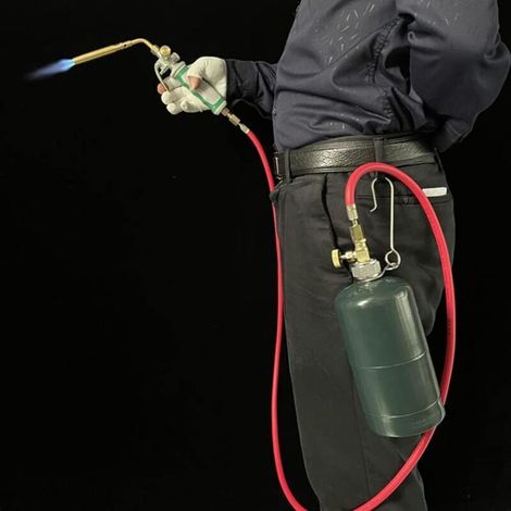 Chalumeau soudeur à flamme bi-gaz – Double interrupteur – Tube caoutchouc haute pression 1,6 m – Flamme spirale pour soudage (1/4)