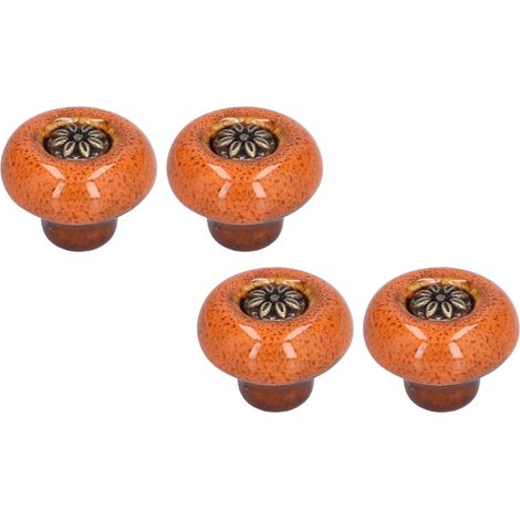 Ensemble de 4 poignées de porte rétro rondes à un trou pour chambre et salon, vert, motif léopard ancien, orange (1/5)