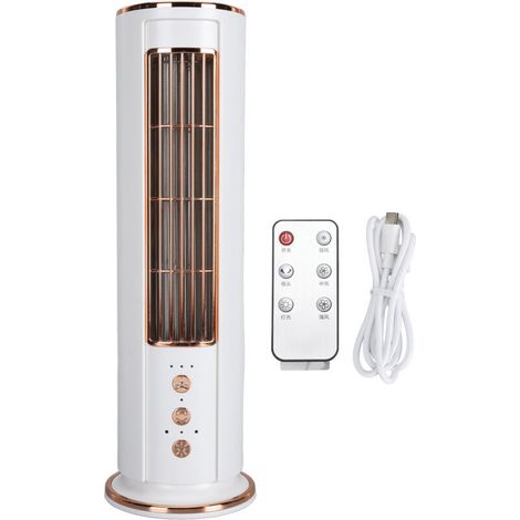 Eosnow Tischventilator ohne Rotorblätter, 3 Geschwindigkeitsstufen, Turmform, USB-aufladbar, mit Fernbedienung, für den Sommer