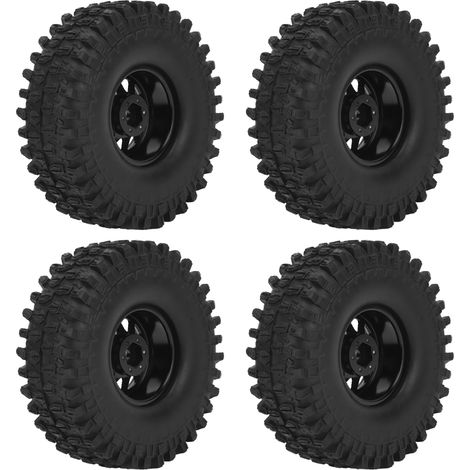 4 pneus en caoutchouc souple résistant à l'usure pour voiture RC 1/10, roue complète pour AXIAL SCX10 90046, couleur noire (1/5)