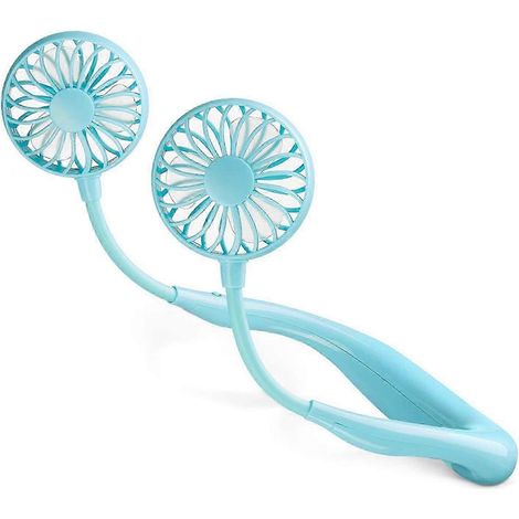 Ventilateur personnel mains libres rechargeable par USB, mini ventilateur avec casque (bleu) (1/2)
