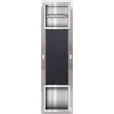 Balneo Distributeur papier-toilette encastrable avec porte 74x20,8x14,7cm, acier inoxydable, finition inox, WALL-BOX PAPER 2