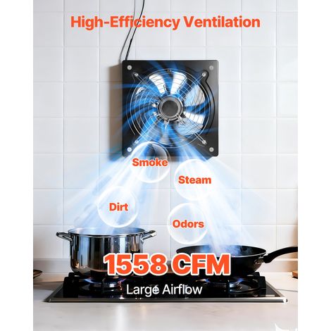 Ventilateur Extraction Mural 30,5 cm Ventilateur Extracteur 2647 m³/h Extracteur d'Air pour Grenier, Garage, Sous-sol, Atelier, Cuisine, Faible Consommation 70 W, avec Variateur de Vitesse, Noir (1/5)
