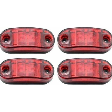 HONORNIC - 4 packs de feux de position latéraux à LED, 12-24V blanc rouge, feux d'avertissement double face, feux de stationnement de remorque