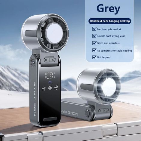 (Gris, anti-givre) Ventilateur de turbine de refroidissement, haute vitesse, puissant, affichage numérique LED USB électrique. (1/5)