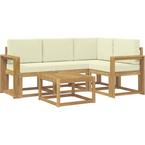 Set di divani da esterno con cuscino 5 pcs Bianco e Crema vidaXL
