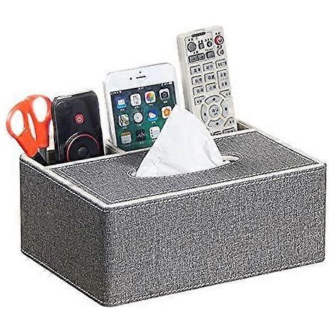 Étui en cuir pour télécommande et boîte à mouchoirs, rangement de bureau carré. Convient pour ranger ciseaux, fournitures de bureau, stylos, téléphone portable, etc. (1/5)