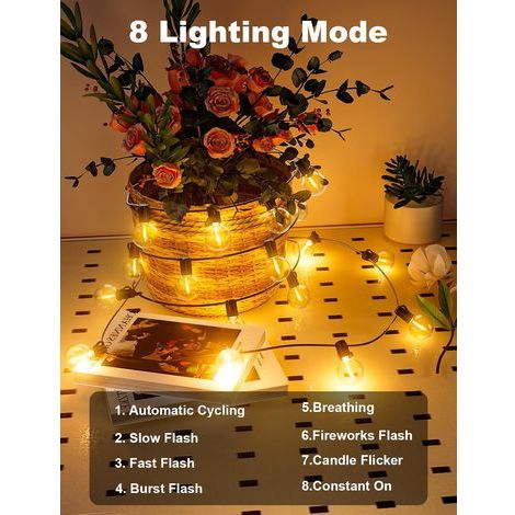 FIFlying Guirlande Solaire Exterieur, 17.1M/56.1Ft Guirlande Lumineuse Solaire avec 24+1 G40 Ampoules, 8 Modes Étanche IP44 Guirlande Guinguette Extérieur pour Jardin Terrasse Noël Mariage Fête (1/4)