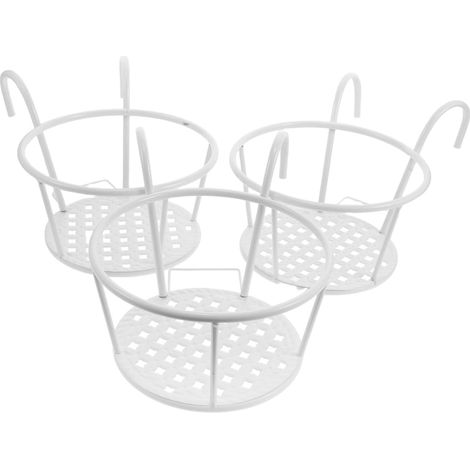 3 Pièces Lot de Supports de Pots de Fleurs Fer Forgé pour Balcon Étagères Suspendues Rondes Métal Porte-plantes Décoratifs Robustes pour Jardin Intérieur et Extérieur (1/5)