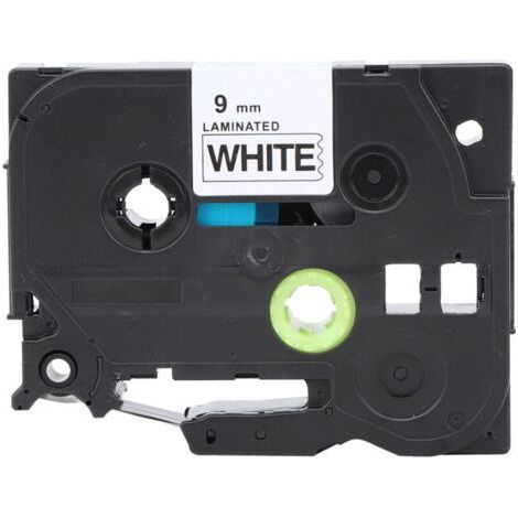 Cinta adhesiva laminada negra sobre blanca de 9 mm para Brother TZe-221/621, cinta de etiquetado en color para impresora de etiquetas (1/5)