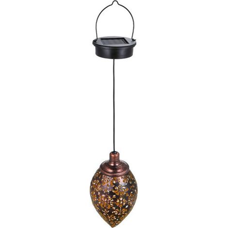 Lampes solaires étanches en fer, guirlandes lumineuses décoratives ajourées pour jardin, terrasse et aménagement paysager, à suspendre au sol. (1/5)