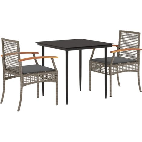 Maison Exclusive - Set da Pranzo da Giardino 3 pz con Cuscini in Polyrattan Grigio