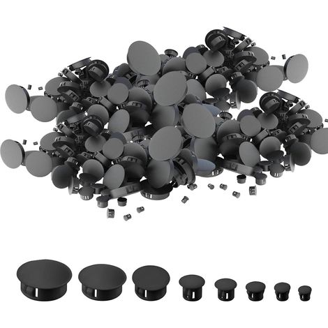 [MAI USATO]Tappi per fori in plastica nera da 6-25 mm, 120 pezzi, coprifori per mobili/pareti con clip di bloccaggio per armadi/scaffali/elettrodomestici, resistenti all'usura e installazione senza at (1/5)