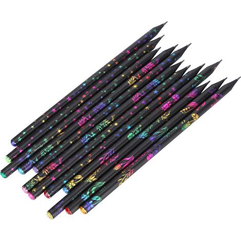 12pcs Blackwood HB Pencil Children Writing Drawing Pencil with Inlaid Rhinestone (1/5)