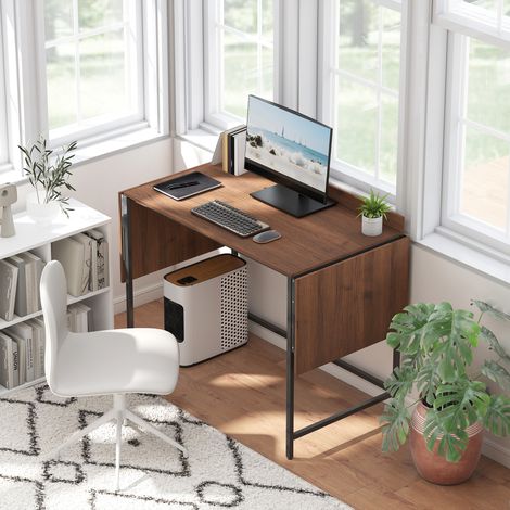 Bureau pliant 2 rabats 2 écrans 170x58x78 cm noyer