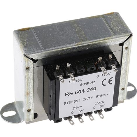 Transformateur à montage sur châssis, Vin 115V ac, 230V ac, Vout 6V c.a., 2 sorties, 50VA ( Prix pour 1 )