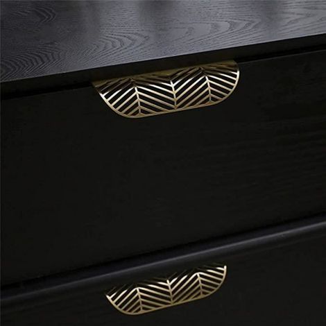 4 pièces Feuille Forme Armoire Tiroir Armoire Porte Laiton Or Meubles Poignées Poignées Porte Tiroir Pull Boutons - L117 Creux (1/4)