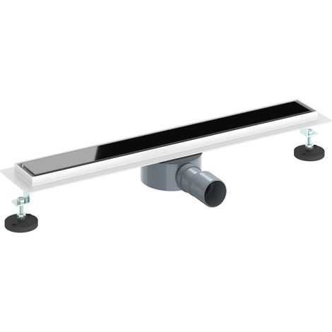 Shower Drain Glass Cover with 360° Siphon Black 60 cm vidaXL