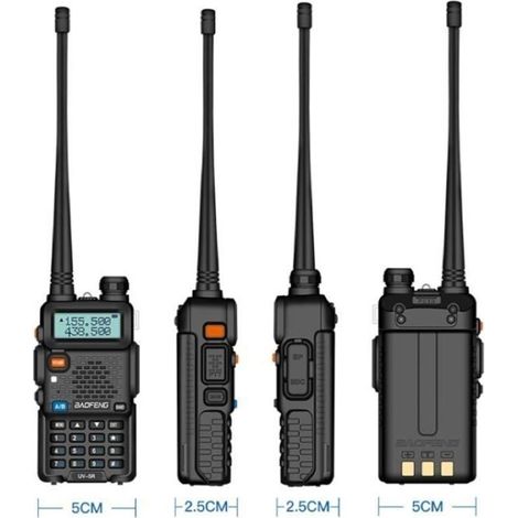 Cellfast – Talkie-walkie Baofeng UV-5R FM radio VHF/UHF – Double bande, affichage, horloge intégrée – Autonomie 1800mAh, puissance 4W, portée 5km