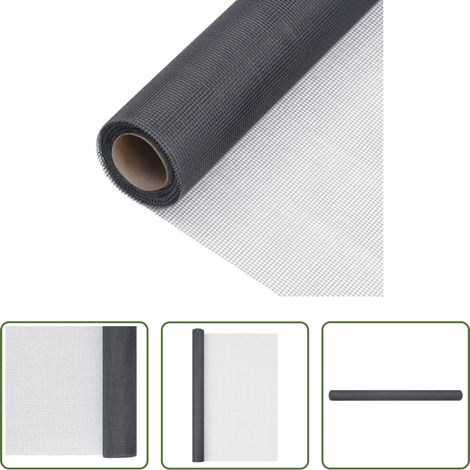 vidaXL Moustiquaire - Écran en treillis Fibre de verre 112x2000 cm Gris (1/5)