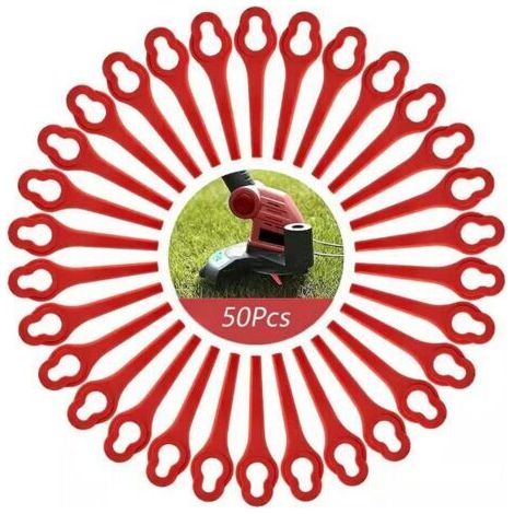 Lot de 50 Lames compatible pour Ferrex Aldi Far 20 i Coupe Bordure, lames de rechange pour Coupe Bordure sans fil Ferrex L95(13×8mm rouge) (1/3)