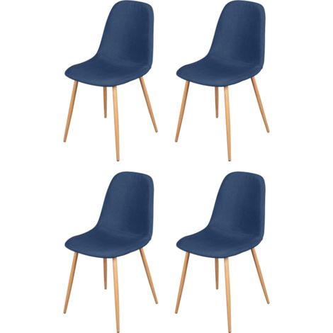 Lot de 4 chaises repas 54x45x87 cm en tissu bleu - JULES (1/4)