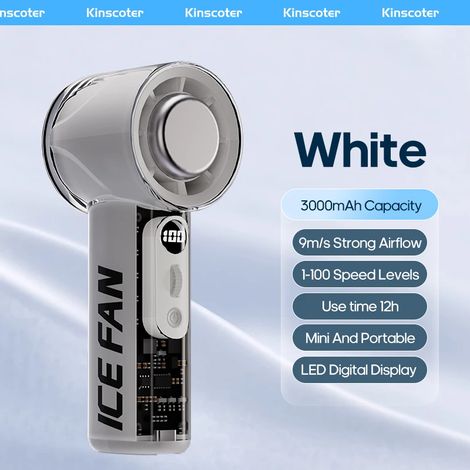 (Blanc) Mini climatiseur portable avec mini ventilateur portatif haute vitesse, capacité de 3000 mAh. (1/5)