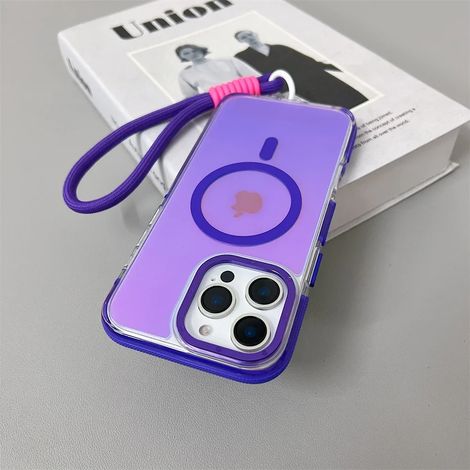 (iPhone 14, Violet) Étui de protection MagSafe pour iPhone, compatible avec la recharge sans fil, étui rigide.