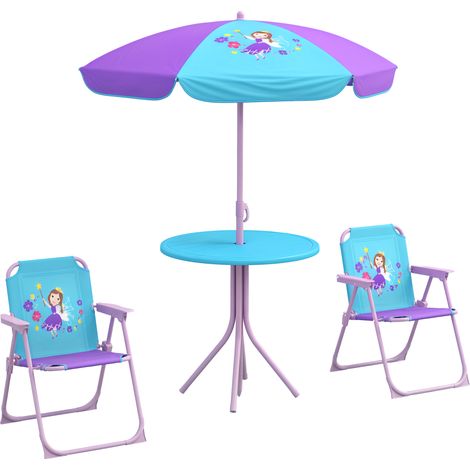 Kids Picnic Table with Chairs and Blue Parasol (1/5)