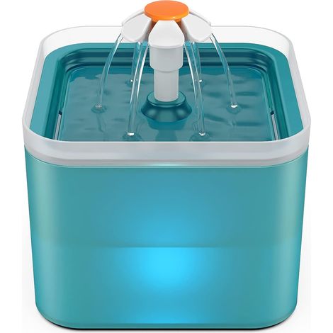 Fontaine Chat, Abreuvoir Automatique pour Chats et Chiens, Fontaine à Eau Ultra Silencieuse avec Filtre à Charbon Actif et Pompe à Eau, 2 L, Bleu-Fei Yu