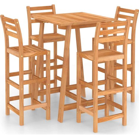 Maison Exclusive - 5dílný zahradní barový set masivní akáciové dřevo (1/5)