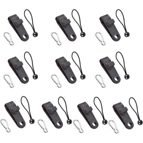 10 ensembles de clip de canopée de tente extérieure auvent coupe-vent boucle fixe accessoires en plastique camping multi-fonctionnel vent corde boucle tente clip(clip de tente + corde élastique + accr (1/4)