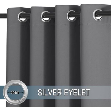 Rideau extérieur imperméable occultant 132x274cm - Gris foncé - Lot de 2 - Anti-vent. anti-UV. isolation thermique - Pour pergola. tonnelle. balcon. terrasse (1/5)