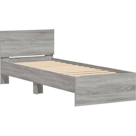 vidaXL Bettgestell mit Kopfteil Sonoma Grau 90x200 cm