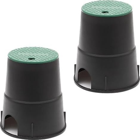 Boîte de vanne ronde noire avec couvercle vert, boîte de protection pour vanne de contrôle d'irrigation d'équipement d'égout souterrain, poubelle pour système d'arrosage de jardin commercial (1/5)