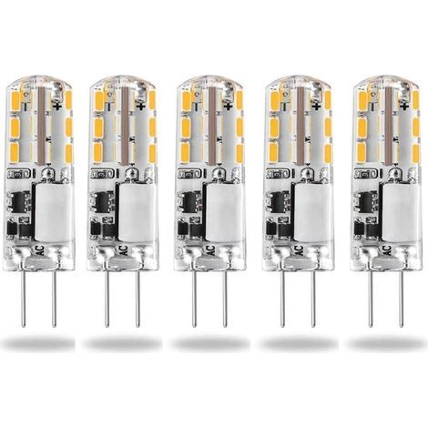 Ampoules LED G4 12V AC/DC Blanc Chaud 3000K 120LM,2 W,15-20W Halogène G4 Capsule de Remplacement à Deux Broches Type JC à Économie D'énergie,Non Variable Lumière(5 pcs) (1/5)