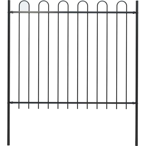 vidaXL Garden Fence with Hoop Top Steel 181x150 cm Black