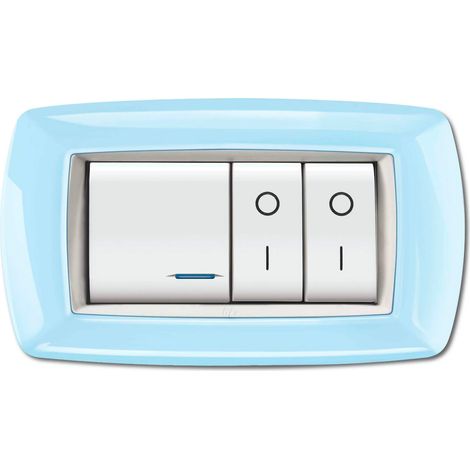 Placca 4 moduli azzurro pastello