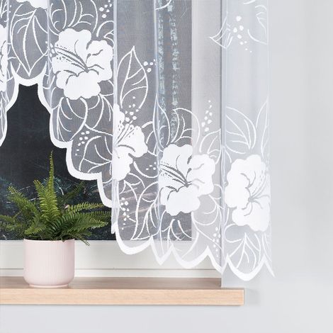 GRACJANA - Rideau jacquard prêt-à-poser avec découpe en bas - 300x160 cm - blanc (1/5)